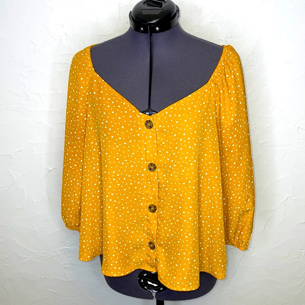 Urban Romantics Gold/Yellow Polka Dot Blouse